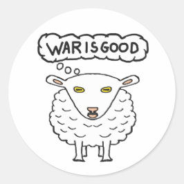 Pegatina Redonda Anti-guerra - La guerra es un buen bovino