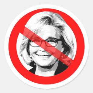 Pegatina Redonda Anti Liz Cheney cruzó la cara