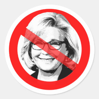 Pegatina Redonda Anti Liz Cheney cruzó la cara