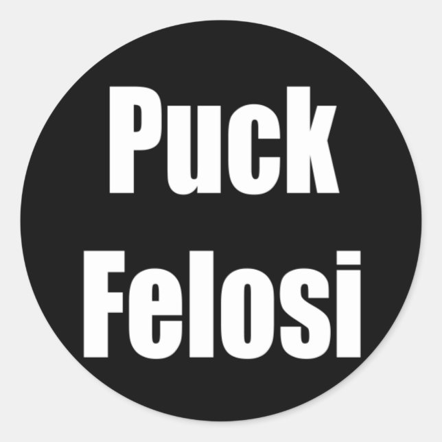 Pegatina Redonda Anti Nancy Pelosi - Puck Felosi (Anverso)