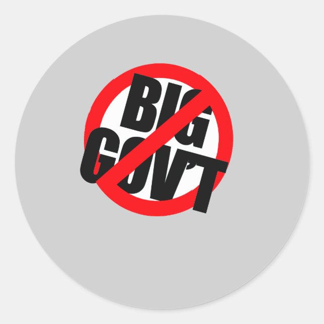 Pegatina Redonda Anti-Obama - Anti-Gran Gobierno (Anverso)