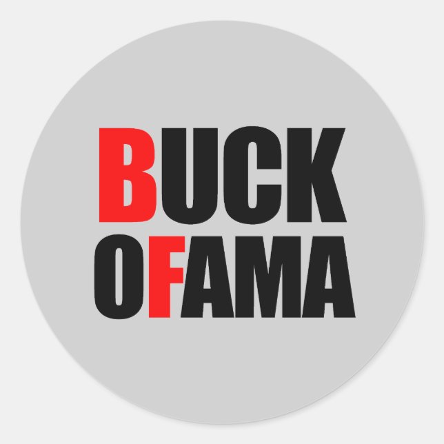 Pegatina Redonda Anti-Obama - BUCK OFAMA 2 negro (Anverso)