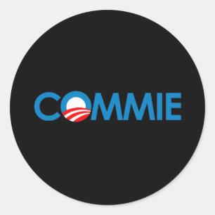 Pegatina Redonda Anti-Obama - Commie
