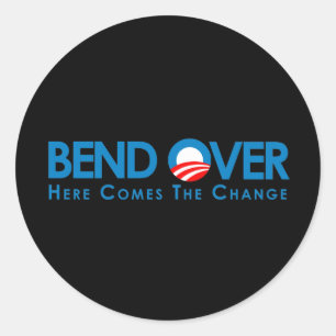Pegatina Redonda Anti-Obama - curva encima para el cambio