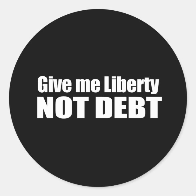 Pegatina Redonda Anti-Obama - dame libertad y no deuda (Anverso)