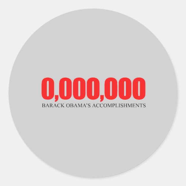 Pegatina Redonda Anti-Obama - Logros de Obama 2 (Anverso)