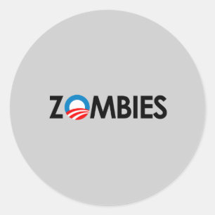 Pegatina Redonda Anti-Obama - negro de los zombis