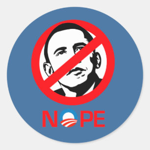 Pegatina Redonda Anti-Obama - Nope