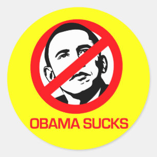 Pegatina Redonda Anti-Obama - Obama golpea