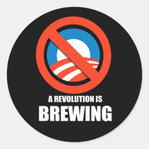 Pegatina Redonda Anti-Obama - se está gestando una revolución