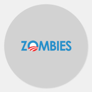 Pegatina Redonda Anti-Obama - Zombies