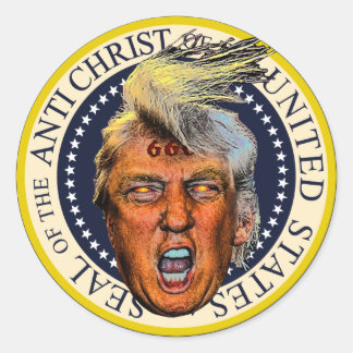 Pegatina Redonda Anti President Trump Seal of the Anti Christ