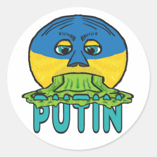 Pegatina Redonda Anti Putin Pro Ucrania