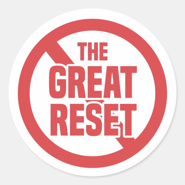 Pegatina Redonda Anti the Great Reset (Anverso)