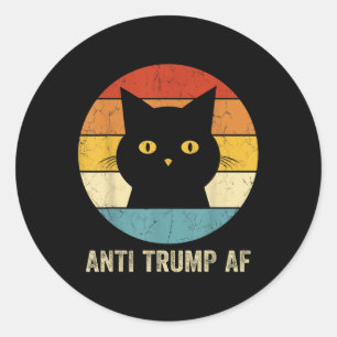 Pegatina Redonda Anti Trump Af Tee Retro Gracioso Anti Trump Cat