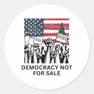 Pegatina Redonda Anti Trump Democracia No Está En Venta Protesta De