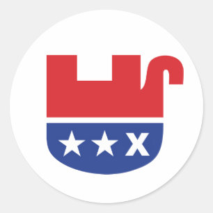 Pegatina Redonda Anti Trump GOP Republicano Elefante Muerto