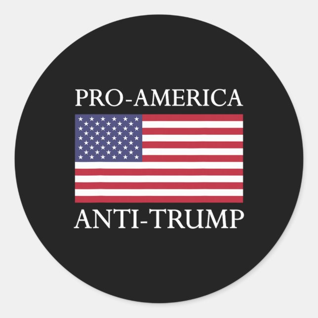 Pegatina Redonda Anti-trump pro-estadounidense - Bandera norteameri (Anverso)