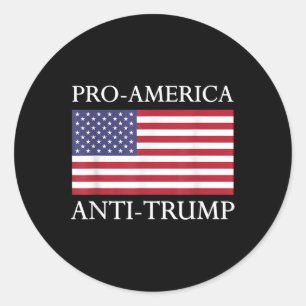 Pegatina Redonda Anti-trump pro-estadounidense - Bandera norteameri