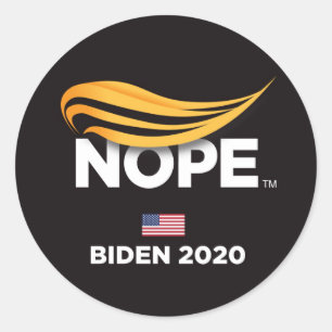 Pegatina Redonda Anti Trump, Trump Nope, Biden 2020