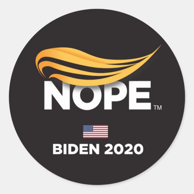 Pegatina Redonda Anti Trump, Trump Nope, Biden 2020 (Anverso)