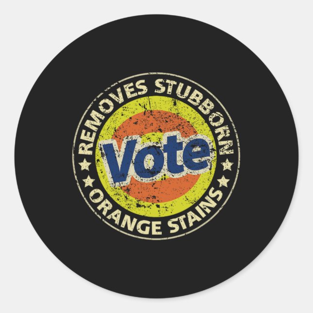 Pegatina Redonda Anti-trump Vote Detergent Funny Gifts  (Anverso)