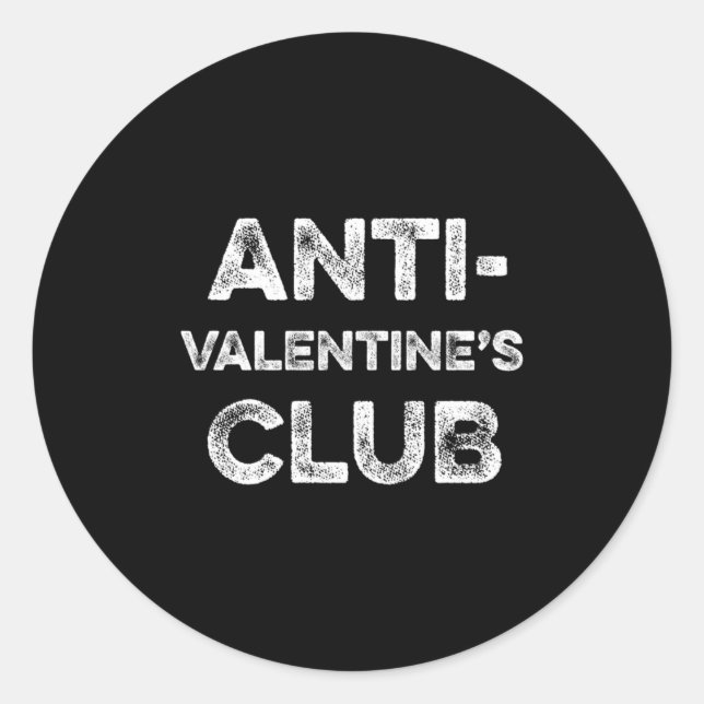 Pegatina Redonda Anti Valentines Club Single Awareness Day Sarcast  (Anverso)