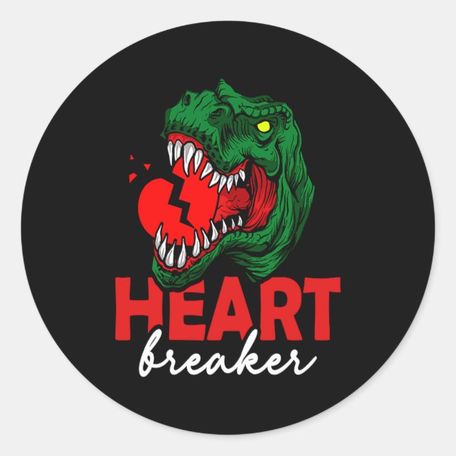 Pegatina Redonda Anti Valentines Day Single Heart Breaker T Rex Di  (Anverso)