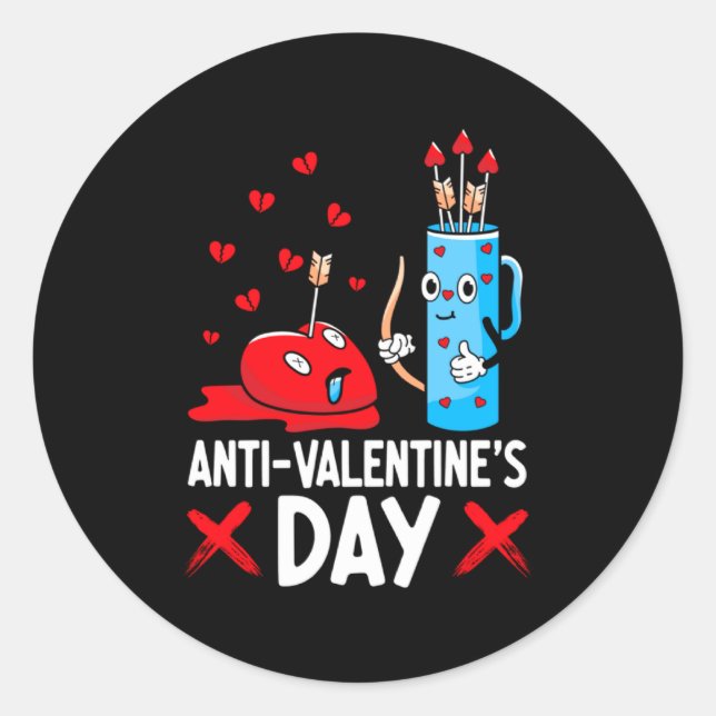 Pegatina Redonda Anti Valentines Day Valentines Day Arrows Single  (Anverso)