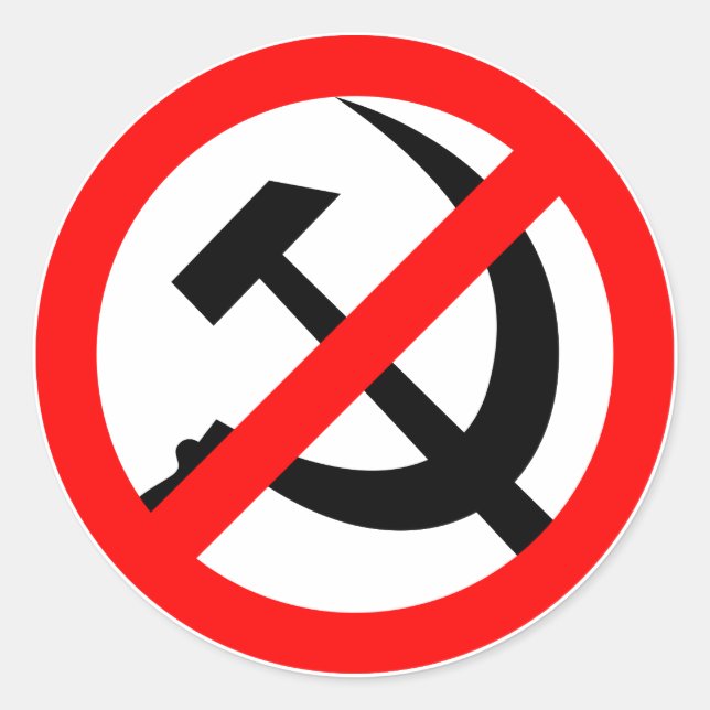 Pegatina Redonda Anticomunista (Anverso)