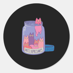 Pegatina Redonda Antidepresivos para gatos