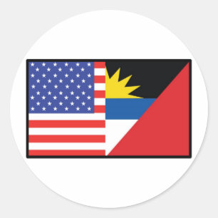 Pegatina Redonda Antigua Barbuda de Estados Unidos
