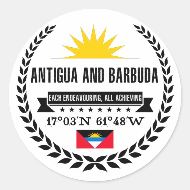 Pegatina Redonda Antigua y Barbuda (Anverso)