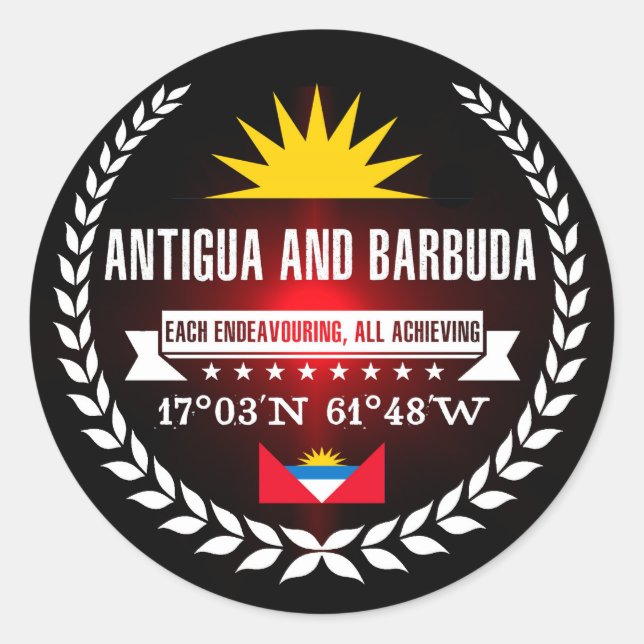 Pegatina Redonda Antigua y Barbuda (Anverso)