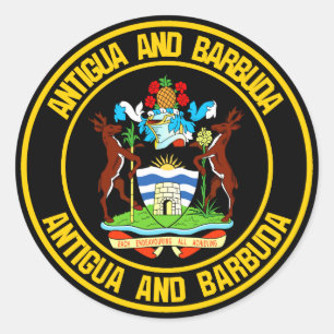 Pegatina Redonda Antigua y Barbuda Round Emblem
