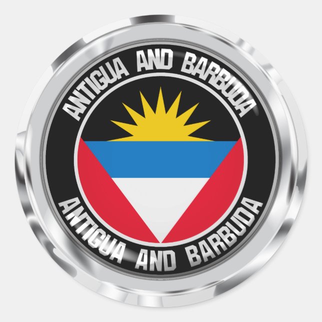 Pegatina Redonda Antigua y Barbuda Round Emblem (Anverso)