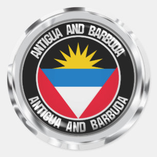 Pegatina Redonda Antigua y Barbuda Round Emblem
