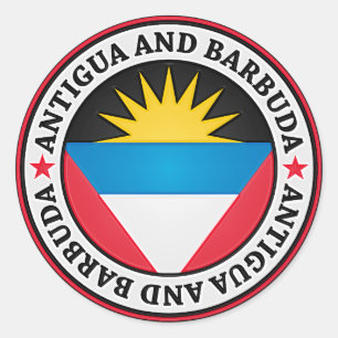 Pegatina Redonda Antigua Y Barbuda Round Emblem