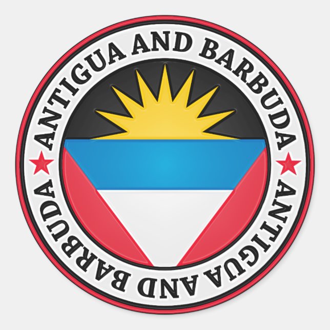 Pegatina Redonda Antigua Y Barbuda Round Emblem (Anverso)
