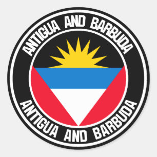 Pegatina Redonda Antigua y Barbuda Round Emblem