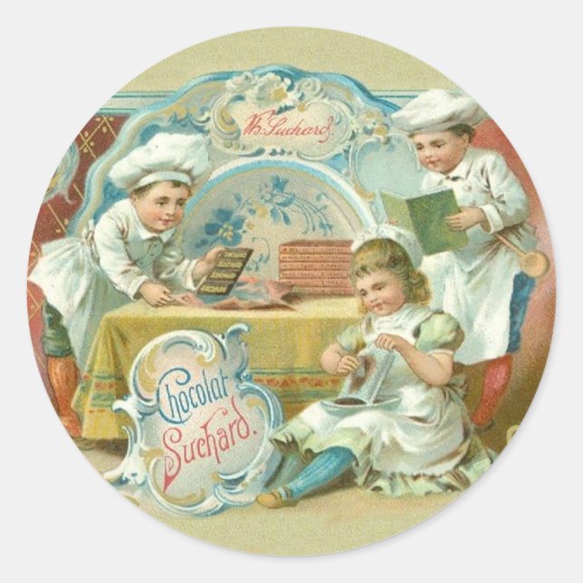 Pegatina Redonda Antigüedad de los chocolates (Anverso)