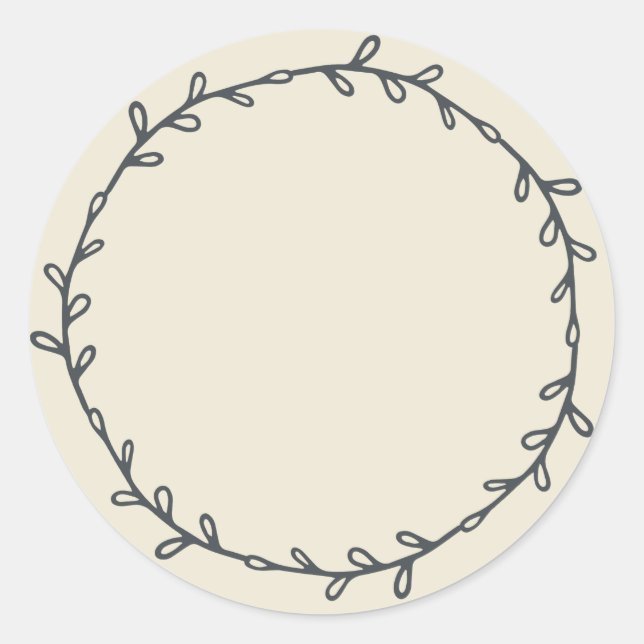 Pegatina Redonda Antiguo Blanco Rústico Hecho a Mano Escribir Sobre (Anverso)