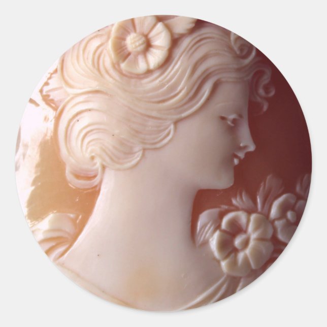 Pegatina Redonda Antiguo Cameo (Anverso)