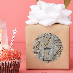 Pegatina Redonda Antiguo Egipto Hieroglífico Grabando Pharoah