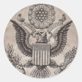 Pegatina Redonda Antiguo Escudo de Armas Estadounidense de Moda