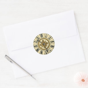 Pegatina Redonda Antiguo Gilt Clock Face Steampunk