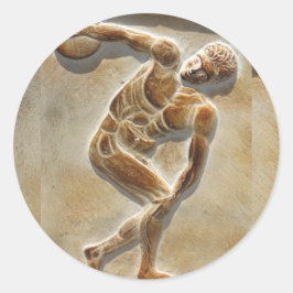 Pegatina Redonda Antiguo lanzador de discus griego - Discobolus