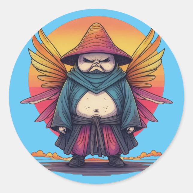 Pegatina Redonda Antiguo Mushroom Master (Anverso)