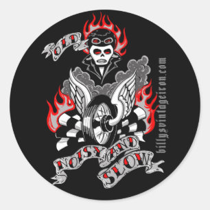 Pegatina Redonda Antiguo, ruidoso y lento (color)