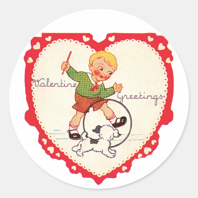 Pegatina Redonda Antiguo San Valentín con pipa (Anverso)